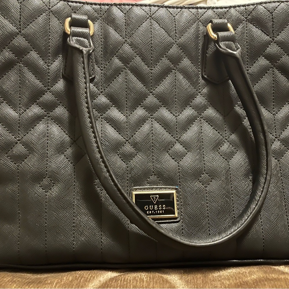 GUESS Quilted Gray Tote Bag